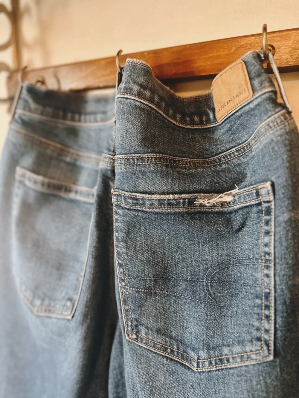 American Eagle Outfitters High-Rise Distressed Blue Jeans - Picture 2 of 6